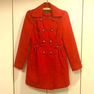 🔴 SOLD 🔴 @mercari_app 
Red scalloped pea coat
